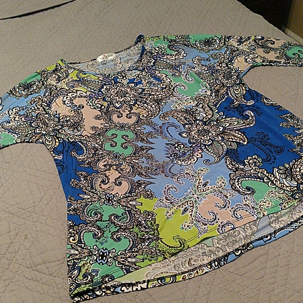 Zig Zag Stripe Paisley 3/4 sleeve tunic